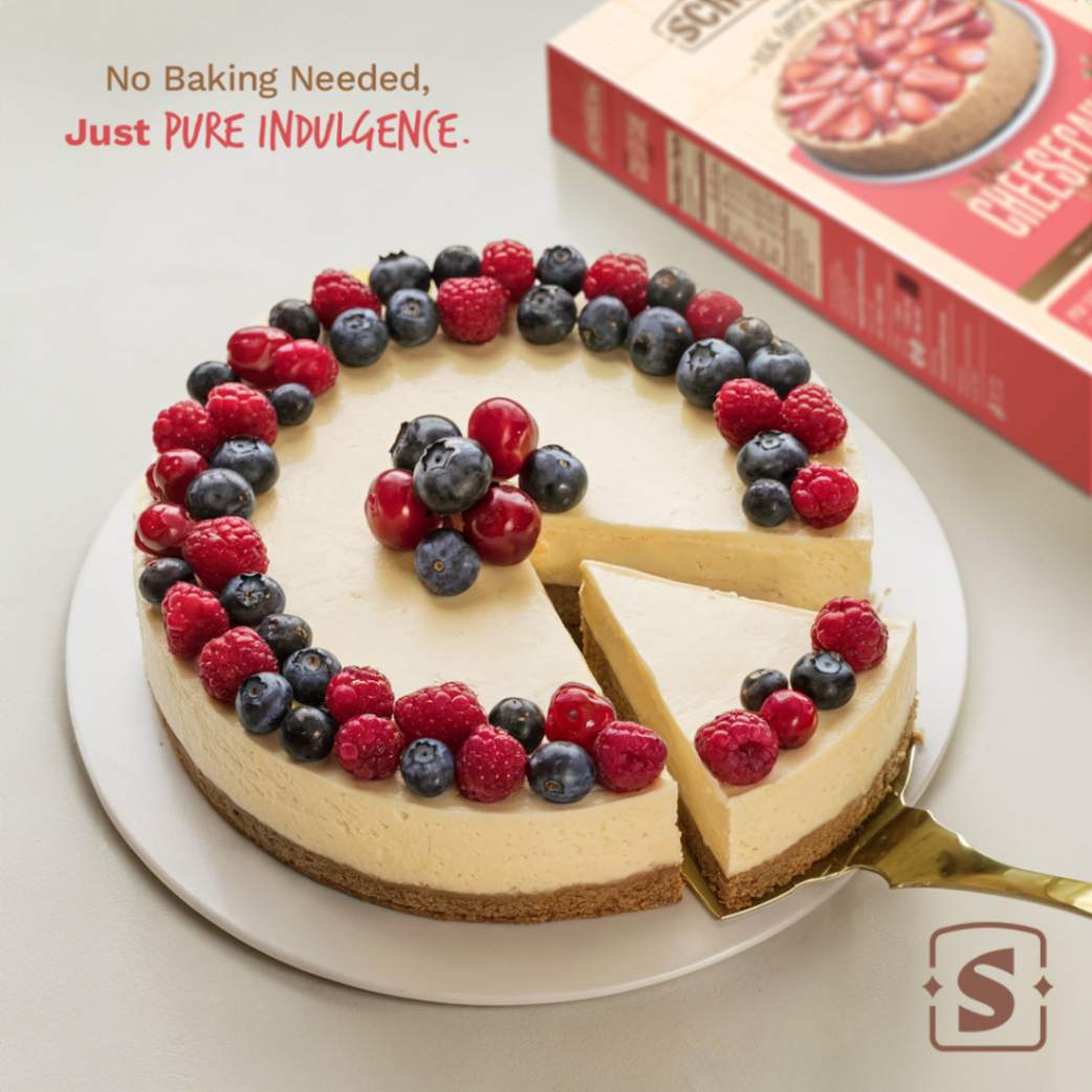 Front view of Schobern No Bake Cheesecake Mix with Real Cheese Powder includes Crust & Filing mix